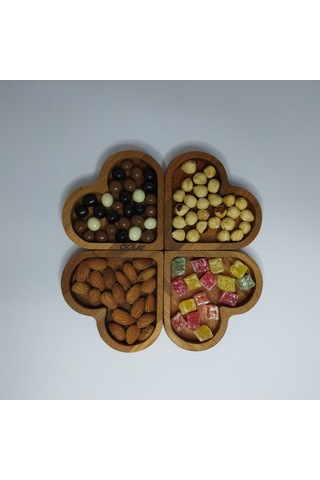 Cuori Ahşap Kalpli 4 Parça Çerezlik Kahvaltılık