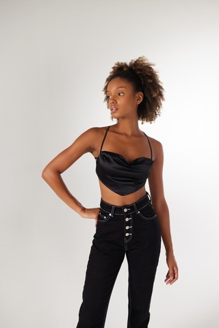 Holly Lolly Shery Crop Siyah
