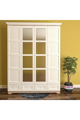Otantik 4 Kapılı Gardırop Mdf Sis Gri