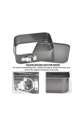 Bloomnest Kelepçeli Kek Kalıbı 24/26/28 Cm, Kare Fırın Kalıbı, Streç Kılıflı, Yapışmaz Karbon Çelik Diğer