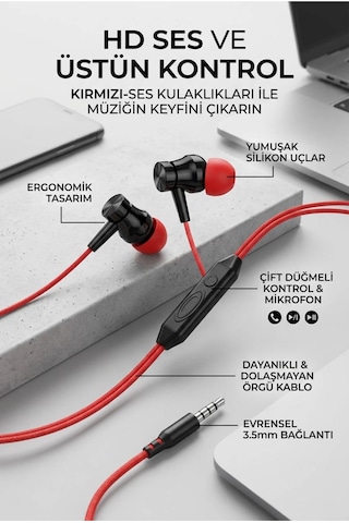 3.5 Mm Jack Girişli Stereo Kulak İçi Silikonlu Kablolu Kulaklık Güçlü Ses, Maksimum Konfor Diğer