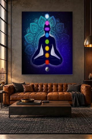 Fida Mandala Fonda Yedi Çakra Meditasyonu Canvas Tablo Çok Renkli