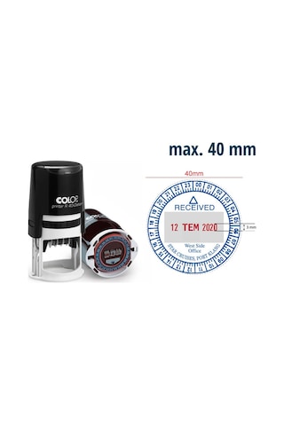 Colop R40 Tarih Kaşe Tr/24 Saat Siyah Kasa Kırmızı Keçe - 40 MM