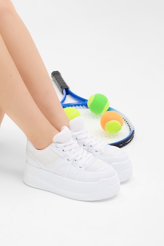 Tonny Black Yüksek Taban Rahat Bağcıklı Sneaker Kadın Beyaz Sneaker Tbklc020