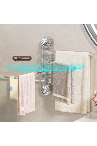 Yifomall Banyo Süpürgesi Tutucu, Delme Yok Kurulum, Döner Çok Kollü, Camgöbeği Aksesuarlar Şeffaf Gümüş 4 Kol + Altın 2 Adet , Organizasyon Ve Kolay Erişim Diğer