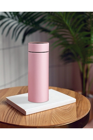 Dereceli Dijital Pembe Paslanmaz Termos 500ml Pembe