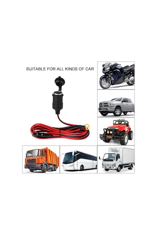 Vkemall Priz Araba Çakmak 12v Çakmak Dişi Fiş Uzatma Soketi Halka Terminal Sigortalı 10a