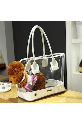 Dodopet Açık Taşınabilir Moda Şeffaf Kedi Köpek Pet Taşıma Çantası Çanta Omuz Çantası, Boyut: 36 X 20 X 30cm Beyaz