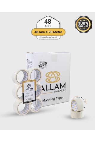 1 Koli 48 Adet Maskeleme Bandı 48mm X 20mt Kağıt , Boya Ve Dekorasyon Bandı 1 Koli 48 Adet Maskeleme Bandı 48mm X 20mt Kağıt , Boya Ve Dekorasyon Bandı