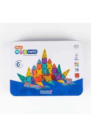 Magnet Yapı Mini Blok Seti 78 Parça Metal Kutulu - 3 Boyutlu Eğitici Stem Seti