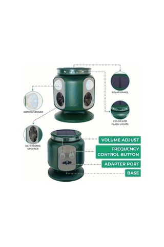 Besthome1 Güneş Enerjili Hayvan Kovucu: Çift Sensörlü, 2000mah, Yeşil Kuş Savar
