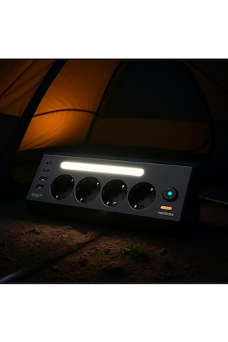 Led Işıklı 4 Lü Priz 2 Usb 2 Type-c Girişli Akım Korumalı Anahtarlı Masaüstü Priz 1 - 3 M