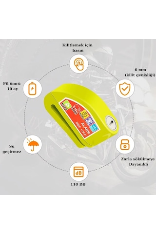 Trend Store Alarmlı Disk Fren Kilidi Motosiklet Scooter Bisiklet