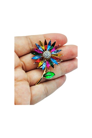 Renkli Kristal Taşlı Papatya Broş Gökkuşağı Renkli Çiçek Yaka İğnesi Çok Renkli Renkli Kristal Taşlı Papatya Broş Gökkuşağı Renkli Çiçek Yaka İğnesi Çok Renkli