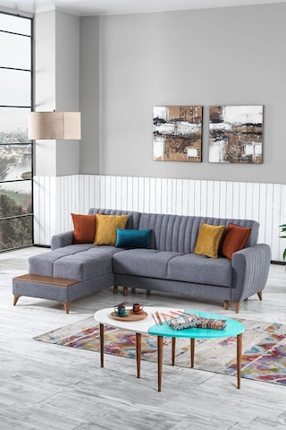 Boston Yataklı Köşe Koltuk Takımı - Gri