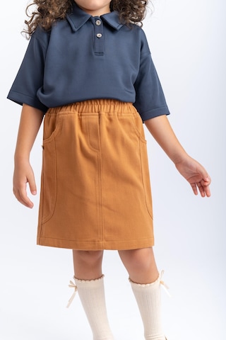 Oliventhekid Gabardin Kız Çocuk Etek Taba Taba