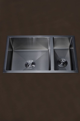 Uka Serisi %100 Krom 70x45 Paslanmaz Mutfak Eviyesi, Mutfak Lavabosu Sifon Dahil Siyah