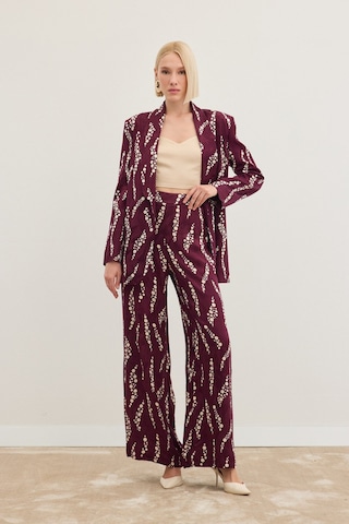 Sateen Desenli Bol Paça Pantolon - Bordo-136494 Bordo
