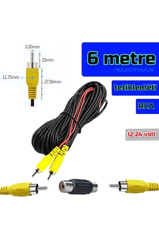 6 Metre Araç Kamerası Video Kablosu Tetiklemeli Rca Soket
