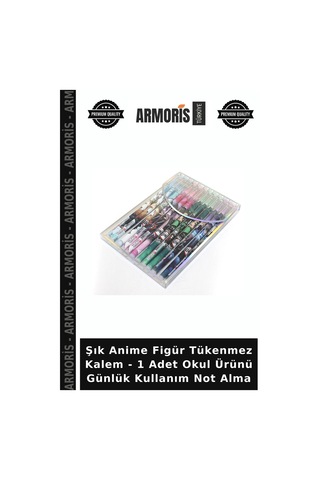 Şık Anime Figür Tükenmez Kalem - 1 Adet Okul Ürünü Günlük Kullanım Not Alma Çok Renkli