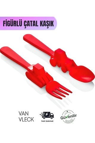 Figürlü Bebek & Çocuk Çatal Kaşık Seti Renkli, Eğlenceli Ve Dayanıklı Yemek Takımı Çok Renkli