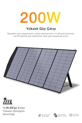 200w Taşınabilir Güneş Panelili Kamp & Karavan İçin Katlanabilir Solar Güç Kaynağı