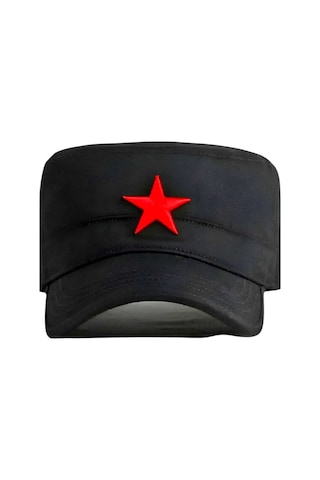 Tezzgelsin Unisex Castro Kızıl Yıldız Arkadan Ayarlanabilir Şapka Siyah