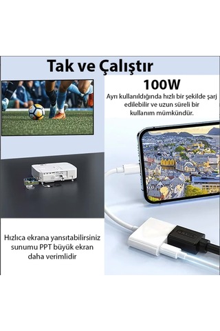 4k Hdmı Dönüştürücü Adaptör Monitör Telefon Görüntü Aktarımı Apple Uyumlu iPad Pro Air Apple Uyumlu MacBook Pro Air İçin