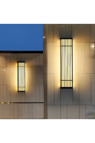Arge Aydınlatma Izgaralı Dış İç Mekan Duvar Aplik Aydınlatma Modeli 55x15x12 Siyah
