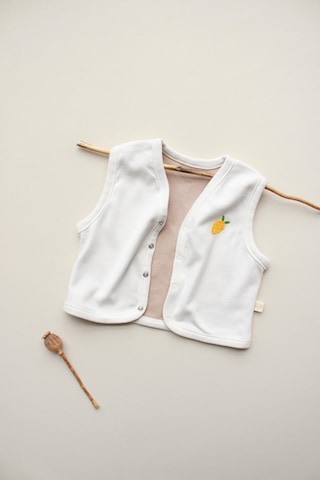 Limon Nakışlı Çift Taraflı Yelek Krem