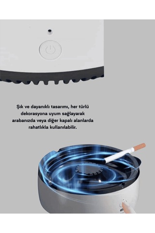Hava Temizleyici Küllük, Sigara Dumanı Koku Giderici 2 Katmanlı Filtreli