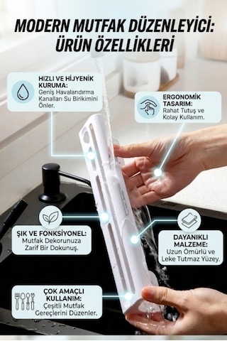 Kendinden Yapışkanlı Duvara Monte Bıçaklık Ve Mutfak Düzenleyici Organizer - Bıçak Yuvalı, 5 Kancalı Askı Aparatı Renkli