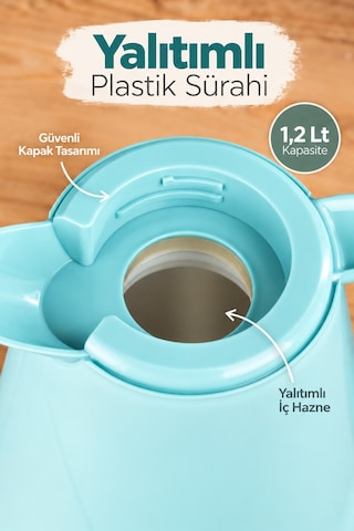 Herevin 161714-590-1 Plastik Termos Çay Termosu Su Termosu Sürahi 1,2 Litre Yeşil