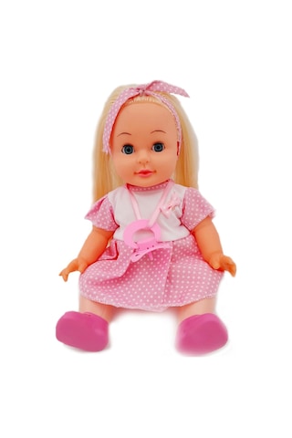 Altını Islatan Masal Anlatan Biberon ve Emzikli 32 CM Roza Bebek