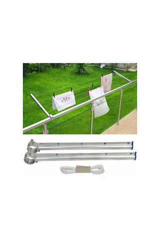 Toptancı Kapında Cetinel Küpeşte Balkon Çamaşır Kurutma Askılığı Yuvarlak Çamaşır Askısı Gri