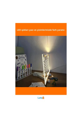 Büyük Boy Led Aydınlatmalı Yazı Ve Çizim Tahtası 30x20 Cm Çok Renkli