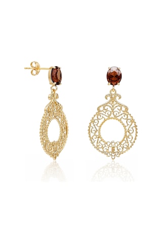 Biju By Servi Verona İşlemeli Vintage Altın Renk Küpe-279 Gold