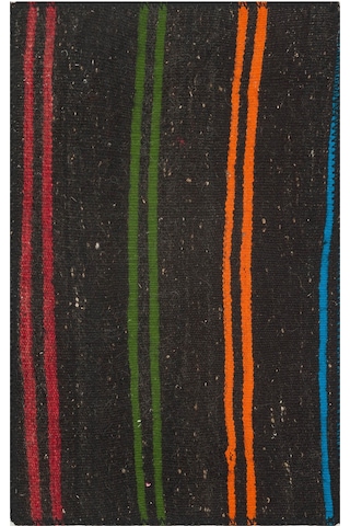 Turuncu Yeşil Rengi El Dokuma Kilim Paspas