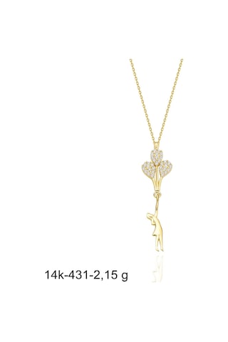 Balonlu Kız Özel Kalite Çok Şık 14 Ayar Altın Kolye Altın