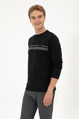 U.S. Polo Assn. Erkek Regular Fit Bisiklet Yaka Siyah İnce Sweatshirt 50313801-VR046