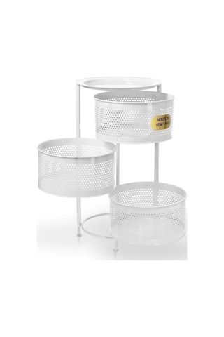 River World Tekerleksiz Rengi Beyaz Açılabilen 3 Katlı Çok Amaçlı Metal Raf Mutfak, Balkon, Kiler Çok Renkli