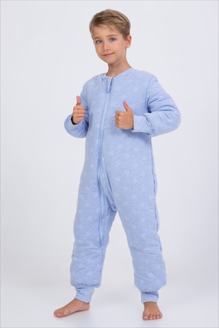 Erkek Çocuk Kalın Elyaf Dolgulu Premium Kalite 2.5 Tog Desenli Uyku Tulumu-mavi-beyaz Beyaz - Mavi