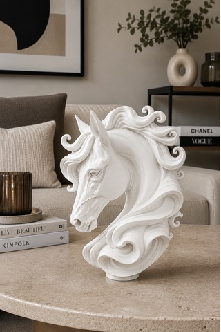 3d Horse Dekoratif Büst 25 Cm Beyaz