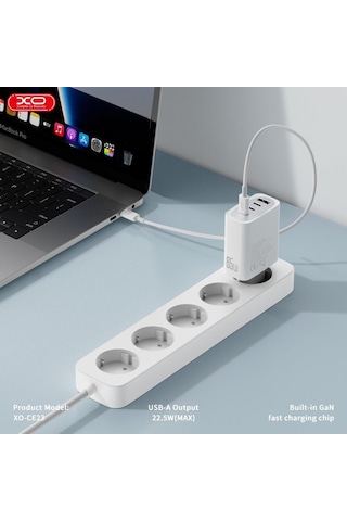 Ce23 Eu 65w Gan 4 Portlu Çoklu Hızlı Şarj Adaptörü Ve Pd Laptop Şarj Başlığı 3x Type-c + 1x Usb-a