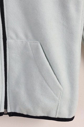 Monox Lastik Manşetli Fermuarlı Kapüşonlu Çocuk Unisex Polar Ceket Su Yeşili