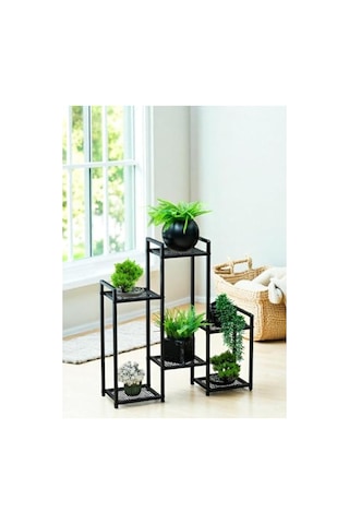 Dekoratif Metal 6 Raflı Saksılık, Katlı Dikey Saksı Standı Bahçe Ve Balkon İçin 1