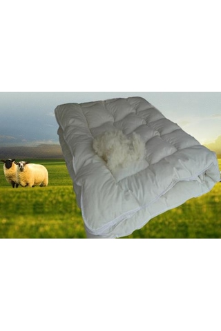Doğal Boncuk Yün Yorgan Tek Kişilik - Çift Kişilik Yün Yorgan Beyaz