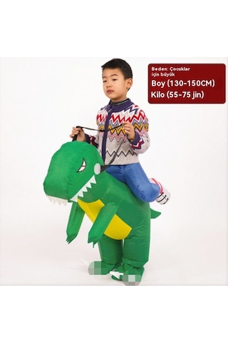 Unicomlifeerp Dinoşarj Kıyafetleri Çocuk Ve Yetişkin Aile Spor Etkinliği Kukla Yürüyüş Kostümleri Cadılar Bayramı Çocuk Gösteri Kostümleri Yeşil 8-13