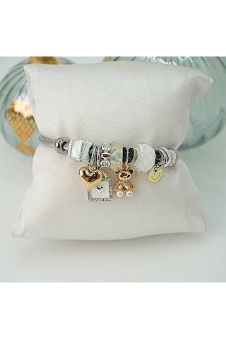 Biem Pandora Model Çelik Bileklik Beyaz2 Gold/gümüş