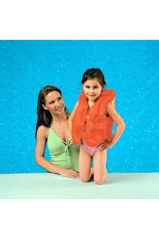 Şişme Can Yeleği Yüzme Can Yeleği Deniz Yeleği Şişme Cankurtaran Yelek Life Vest Emniyet 50x47 Cm. Kırmızı